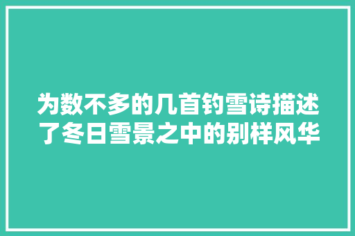 为数不多的几首钓雪诗描述了冬日雪景之中的别样风华