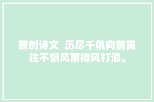 原创诗文  历尽千帆向前勇往不惧风雨搏风打浪。