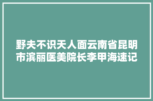 野夫不识天人面云南省昆明市滨丽医美院长李甲海速记