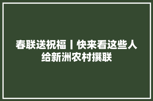 春联送祝福丨快来看这些人给新洲农村撰联