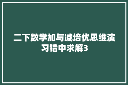 二下数学加与减培优思维演习错中求解3