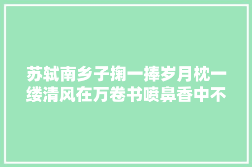 苏轼南乡子掬一捧岁月枕一缕清风在万卷书喷鼻香中不负流年