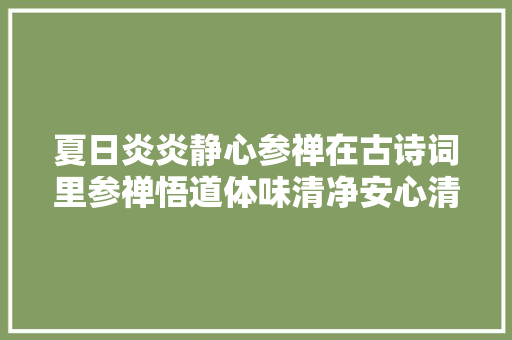 夏日炎炎静心参禅在古诗词里参禅悟道体味清净安心清闲