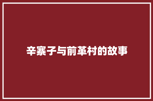 辛寨子与前革村的故事