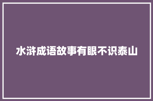 水浒成语故事有眼不识泰山