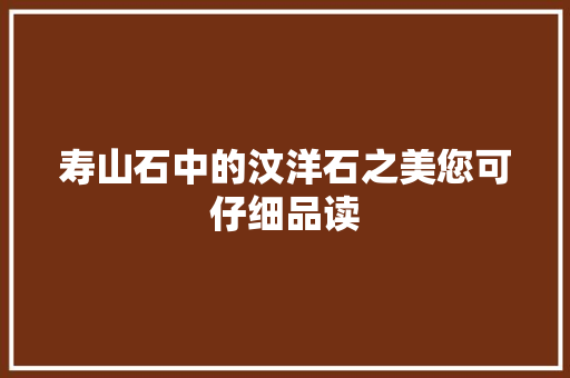 寿山石中的汶洋石之美您可仔细品读