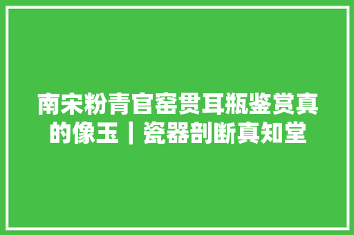 南宋粉青官窑贯耳瓶鉴赏真的像玉｜瓷器剖断真知堂