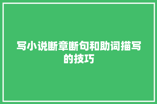 写小说断章断句和助词描写的技巧