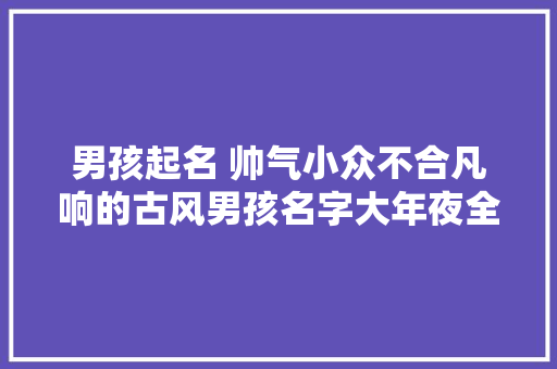 男孩起名 帅气小众不合凡响的古风男孩名字大年夜全