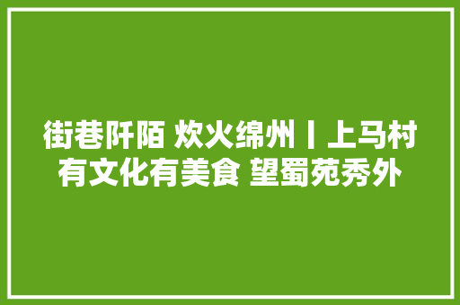 街巷阡陌 炊火绵州丨上马村有文化有美食 望蜀苑秀外慧中