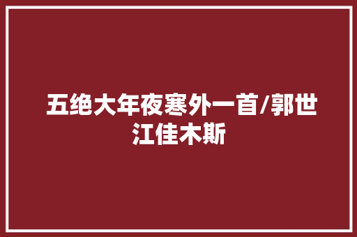  五绝大年夜寒外一首/郭世江佳木斯
