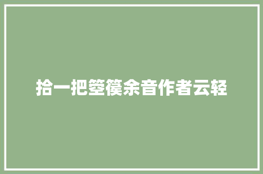 拾一把箜篌余音作者云轻