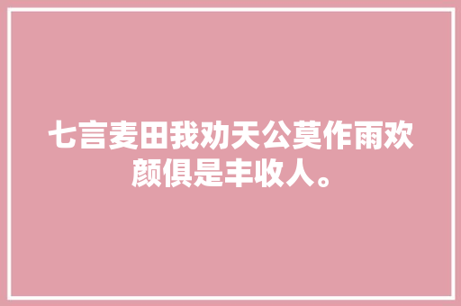 七言麦田我劝天公莫作雨欢颜俱是丰收人。