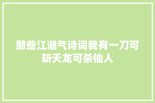 那些江湖气诗词我有一刀可斩天龙可杀仙人