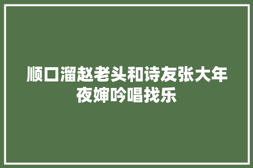 顺口溜赵老头和诗友张大年夜婶吟唱找乐