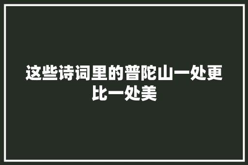 这些诗词里的普陀山一处更比一处美