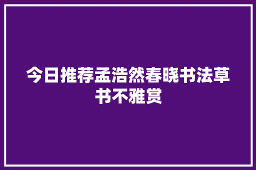 今日推荐孟浩然春晓书法草书不雅赏