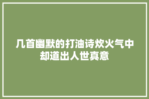 几首幽默的打油诗炊火气中却道出人世真意