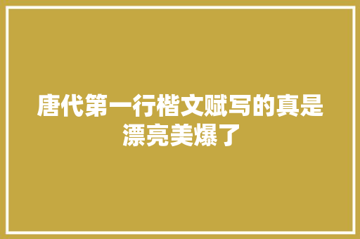 唐代第一行楷文赋写的真是漂亮美爆了