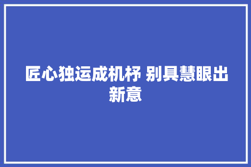 匠心独运成机杼 别具慧眼出新意