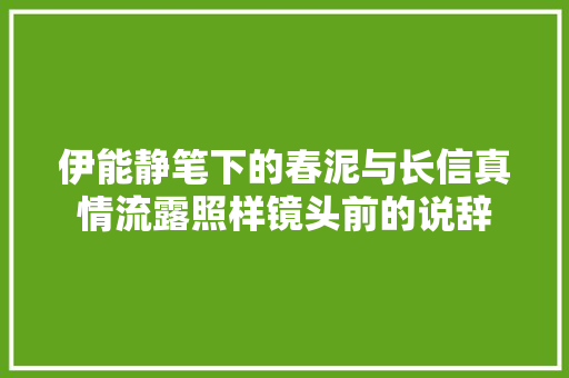 伊能静笔下的春泥与长信真情流露照样镜头前的说辞