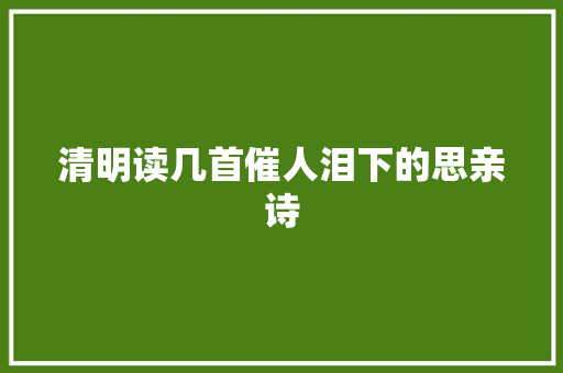 清明读几首催人泪下的思亲诗