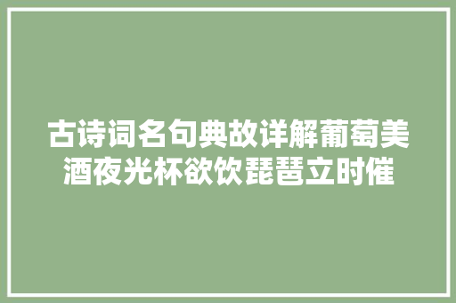 古诗词名句典故详解葡萄美酒夜光杯欲饮琵琶立时催