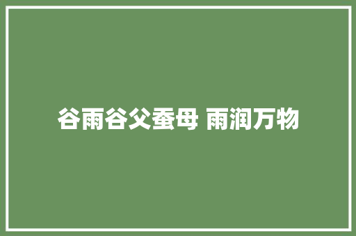 谷雨谷父蚕母 雨润万物