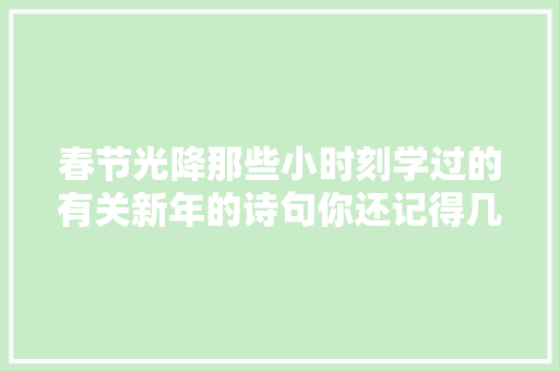 春节光降那些小时刻学过的有关新年的诗句你还记得几个