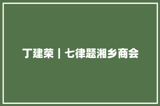 丁建荣｜七律题湘乡商会