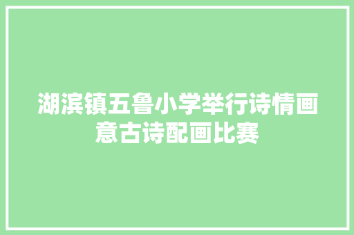 湖滨镇五鲁小学举行诗情画意古诗配画比赛