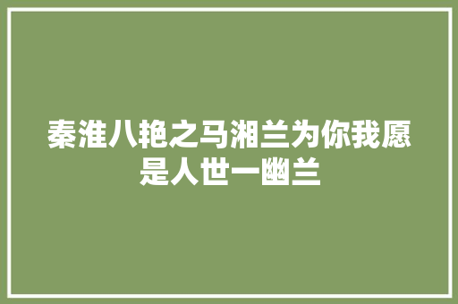 秦淮八艳之马湘兰为你我愿是人世一幽兰