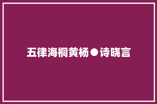 五律海桐黄杨●诗晓言