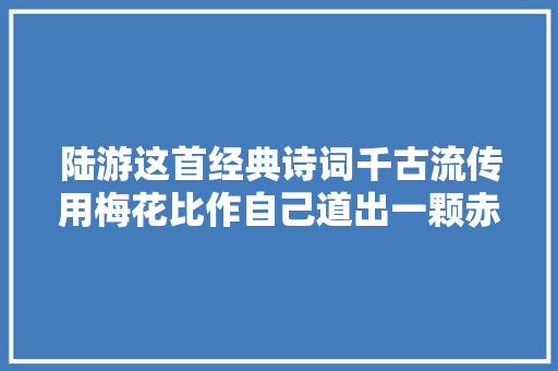 陆游这首经典诗词千古流传用梅花比作自己道出一颗赤子之心