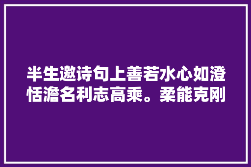 半生邀诗句上善若水心如澄恬澹名利志高乘。柔能克刚行无迹