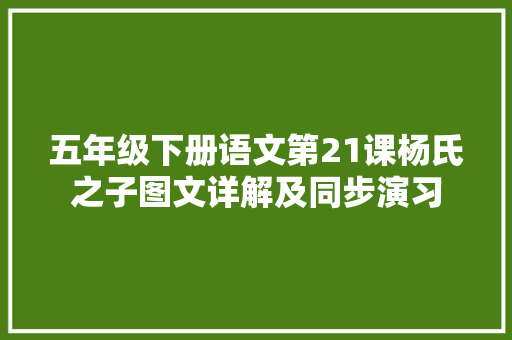 五年级下册语文第21课杨氏之子图文详解及同步演习