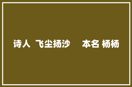 诗人  飞尘扬沙     本名 杨杨