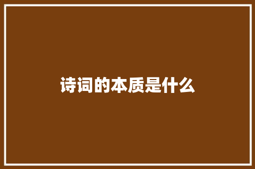诗词的本质是什么