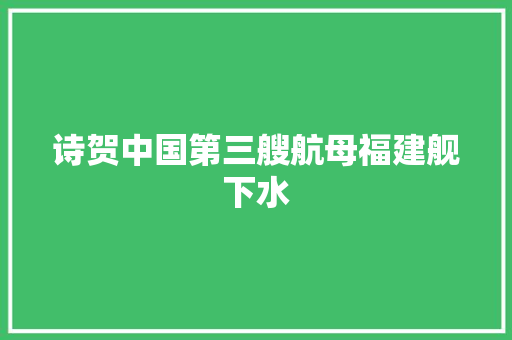 诗贺中国第三艘航母福建舰下水