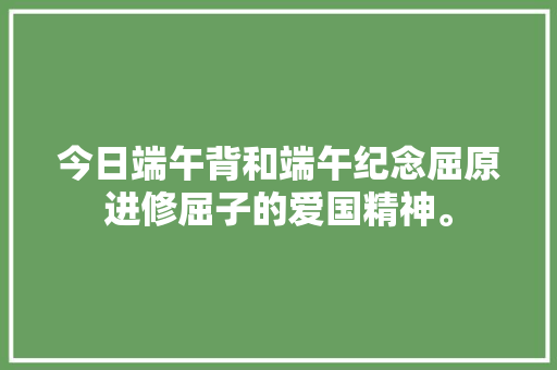 今日端午背和端午纪念屈原进修屈子的爱国精神。