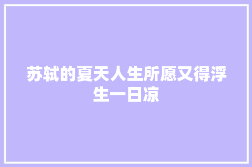 苏轼的夏天人生所愿又得浮生一日凉