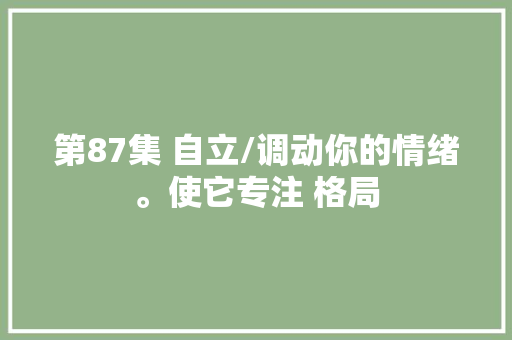 第87集 自立/调动你的情绪。使它专注 格局