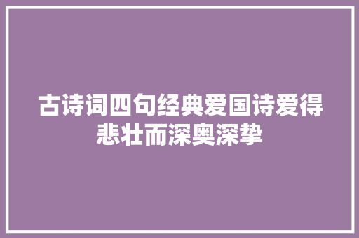 古诗词四句经典爱国诗爱得悲壮而深奥深挚