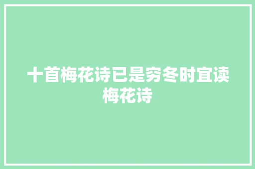 十首梅花诗已是穷冬时宜读梅花诗