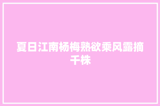 夏日江南杨梅熟欲乘风露摘千株