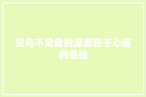 见与不见爱的深度在于心底的牵挂