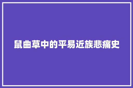 鼠曲草中的平易近族悲痛史