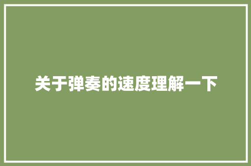 关于弹奏的速度理解一下