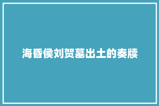 海昏侯刘贺墓出土的奏牍