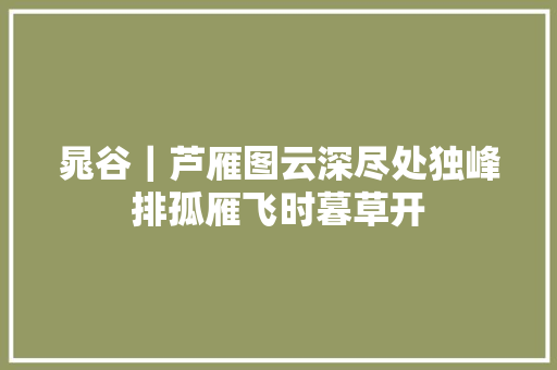 晁谷｜芦雁图云深尽处独峰排孤雁飞时暮草开